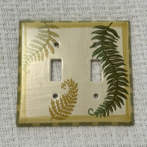 FERN CERAMIC switch plate cover double toggle light switch plate cream green